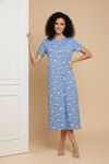 Zivame Farm Lore Knit Cotton Mid Length Nightdress - Chambray Blue — thumbnail 4